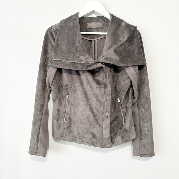 Blank NYC Gray moto Teddy Jacket suede plush coat size medium - Picture 7 of 12